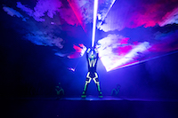 This photo was shot during Festival of Lights in Zagreb in March 2019. Show was made with 10 lasers and 3 dancers that were manipulating with lasers.