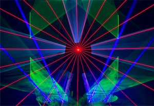 <b>Unity:</b> This is an immersive photo that gives the illusion that a single projector is creating many effects which include the use of multiple bounce mirrors and projectors.